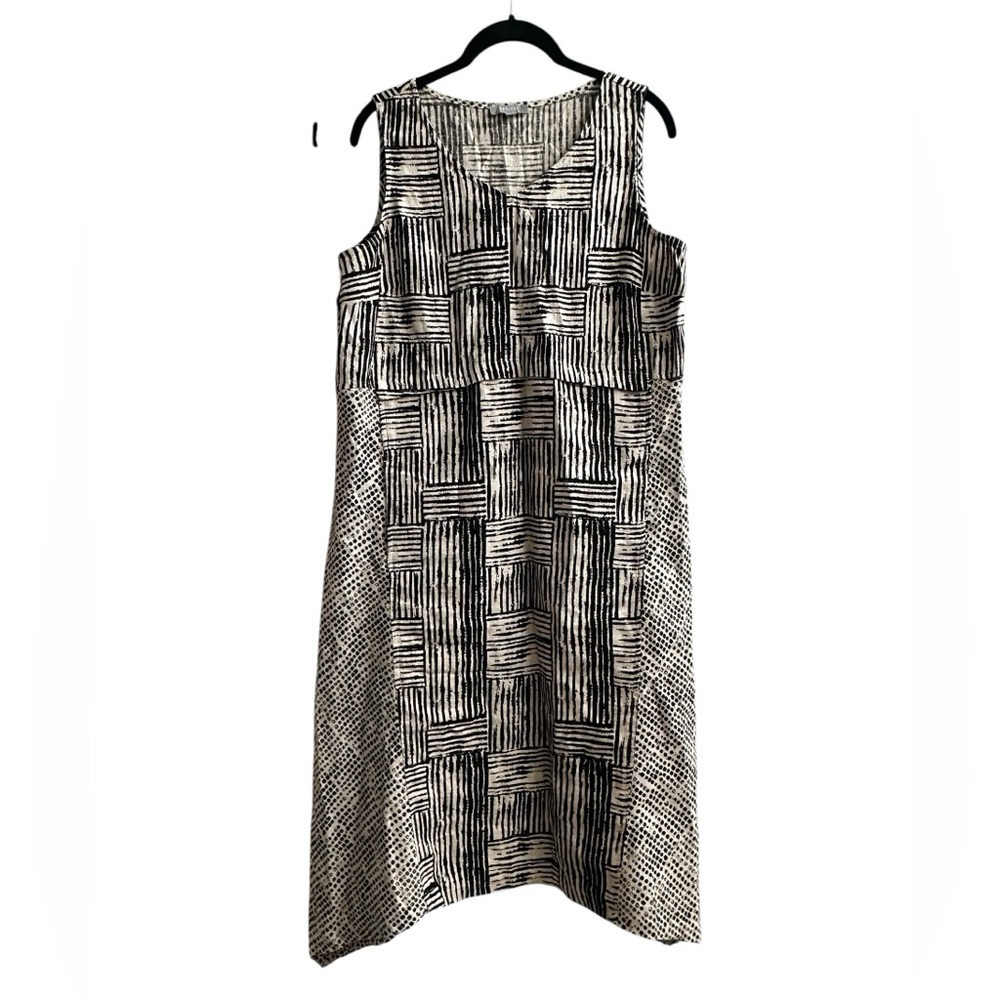 Habitat Linen Cotton Dress Breathable Coastal Lagenlook Artsy Vacation Summer